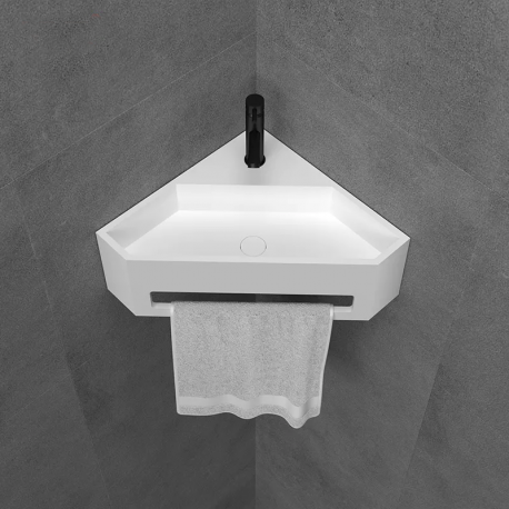 OPTIM' hanging hand wash - Solid Surface - White Mat - Towel holder - 35 x 35 cm