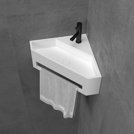 OPTIM hängende Handwäsche - Solid Surface - White Mat - Handtuchhalter - 35 x 35 cm