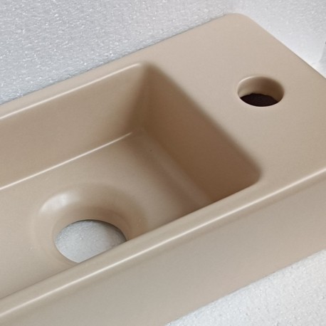 Handwaschbecken Rechteck rechts Keramik Beige 38x15 cm - Minimalist