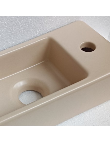 Lave main Rectangle droite Céramique Beige 38x15 cm - Minimalist