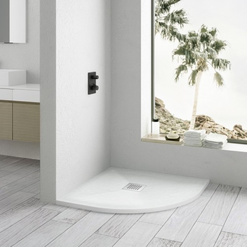 Shower Receiver 80x80 Round Quarter - White Composite - Nazca