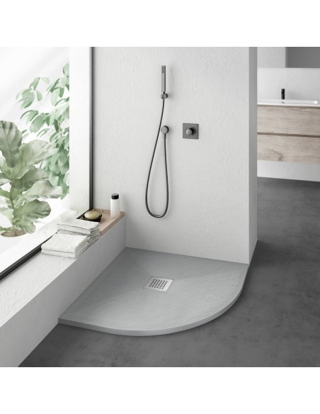 Shower Receiver 80x80 Round Quarter - Composite Grey - Nazca