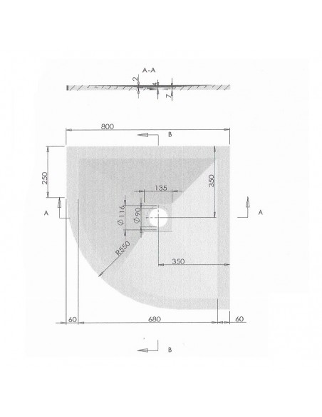 Dusche Empfänger 80x80 rundes Viertel - Composite Grey - Nazca