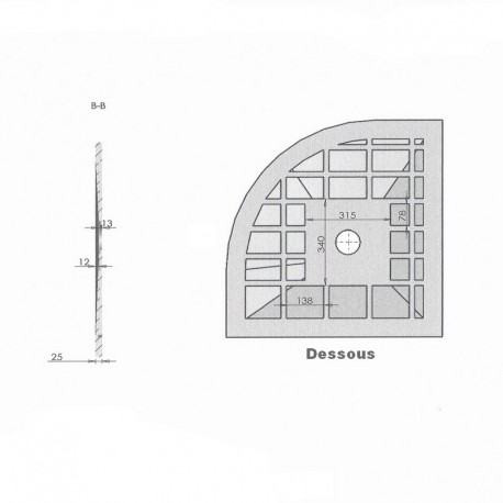 Receveur de Douche 80x80 Quart de Rond - Composite Crème - Nazca