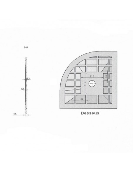 Receveur de Douche 80x80 Quart de Rond - Composite Crème - Nazca
