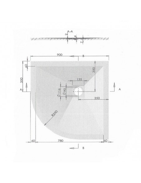 Receveur de Douche 90x90 Quart de Rond - Composite Crème - Nazca