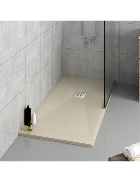 Duschwanne 100x80 Rechteck - Creme Verbundwerkstoff - Nazca