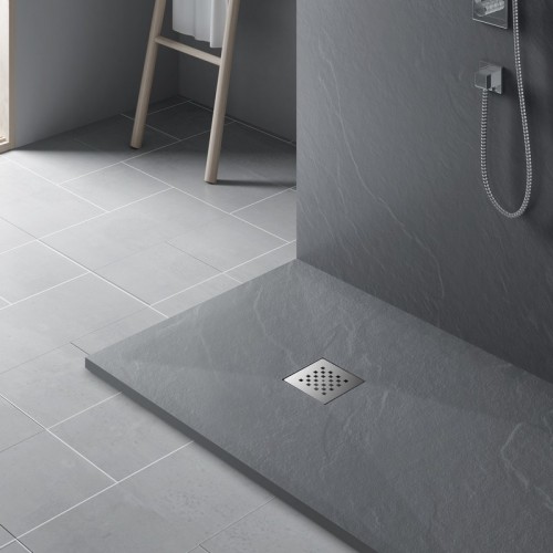 Ricevitore doccia 100x80 Rettifica - Grigio composito - Nazca