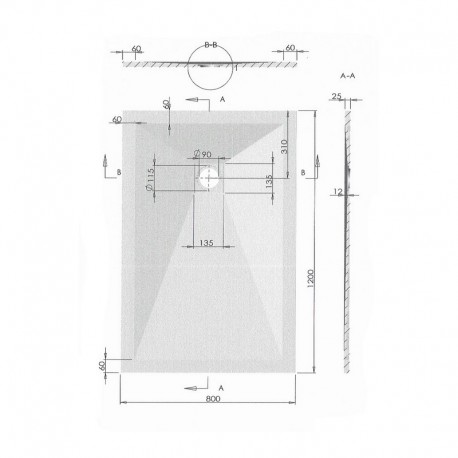 Receptor de ducha 120x80 Rectángulo - Blanco compuesto - Nazca