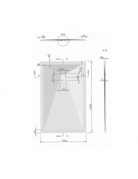 Receptor de ducha 140x90 Rectángulo - Crema compuesta - Nazca