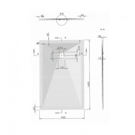 Receptor de ducha 140x90 Rectángulo - Gris compuesto - Nazca