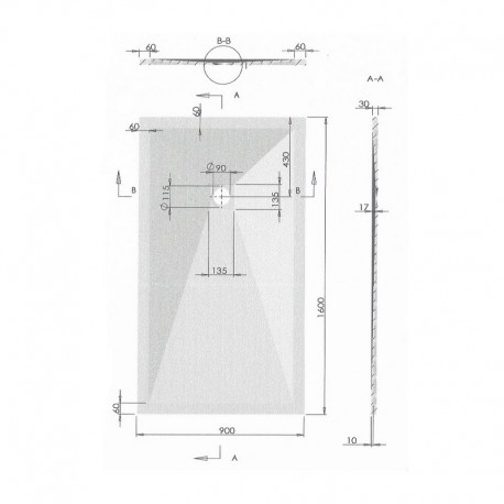 Ricevitore doccia 160x90 rettangolo - bianco composito - Nazca