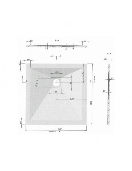 Dusche Empfänger 80x80 Quadrat - Composite Grey - Nazca
