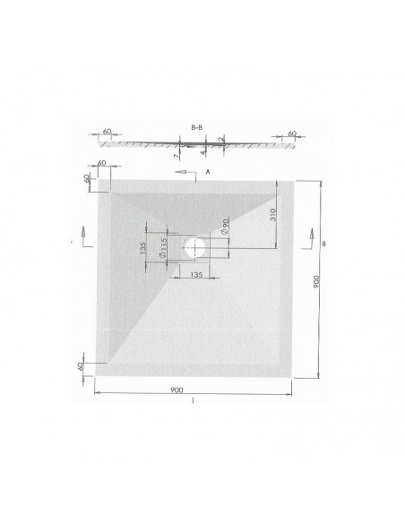 Piatto doccia 90x90 quadrato - Composito bianco - Nazca