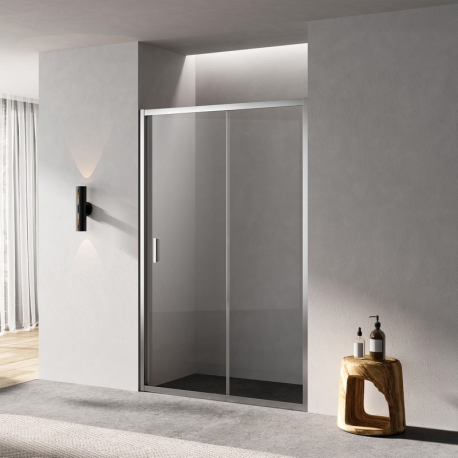 Porte Douche Coulissante Niche Verre 120 cm Profilé Alu mat - Ibiza