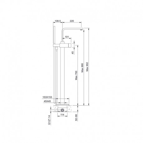 Robinet mitigeur Baignoire sur Pied - Chromé - Cube
