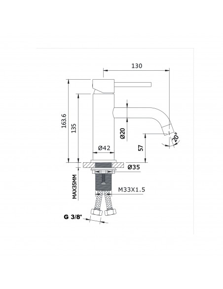 Washbasin Mitigeur Faucet - Golden Brushed - Circle