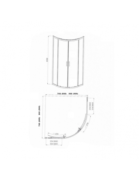 Paroi douche quart rond Granité 90cm Coulissant Profilé Alu Laguna