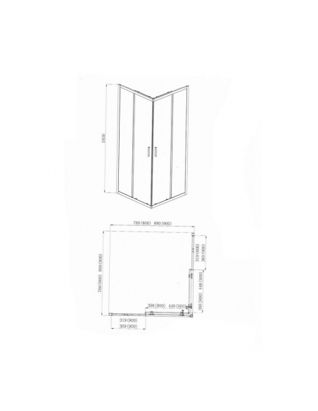 Shower Wall Angle Granity 90 cm sliding Profile Alu Osaka