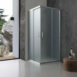 Parete doccia angolare in granito 80 cm profilo scorrevole in alluminio Osaka