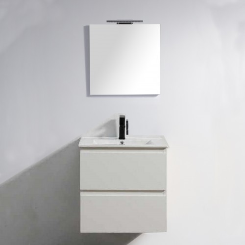 60 cm white bathroom cabinet and mirror with LED – City