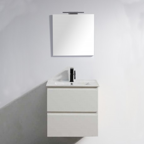 60 cm white bathroom cabinet and mirror with LED – City