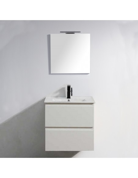 60 cm white bathroom cabinet and mirror with LED – City
