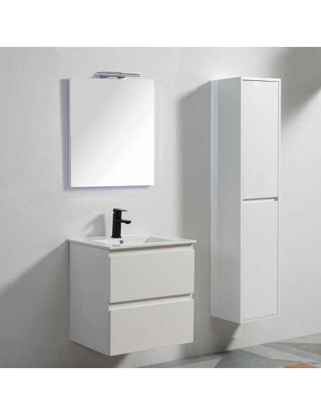 60 cm white bathroom cabinet and mirror with LED – City
