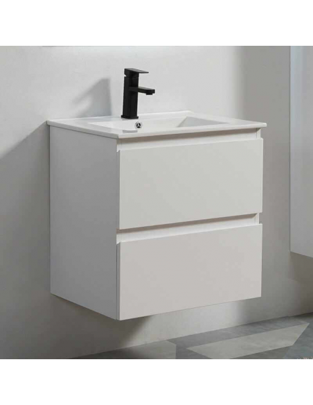 60 cm white bathroom cabinet and mirror with LED – City