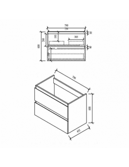 Badezimmerschrank 80 cm weiß und Spiegel mit LED - Stadt
