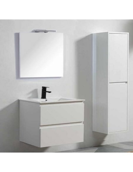 Bathroom cabinet 80 cm white and mirror with led - City