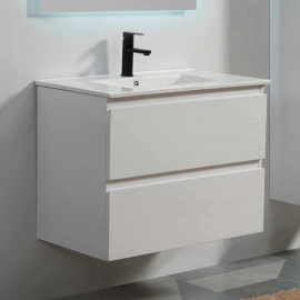 Bathroom cabinet 80 cm white and mirror with led - City 2
