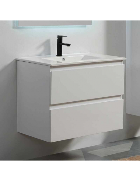 Armadio da bagno 80 cm bianco e specchio con led - City