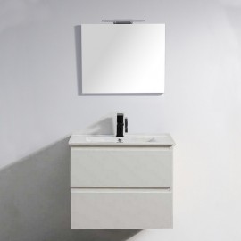 Bathroom cabinet 80 cm white and mirror with led - City