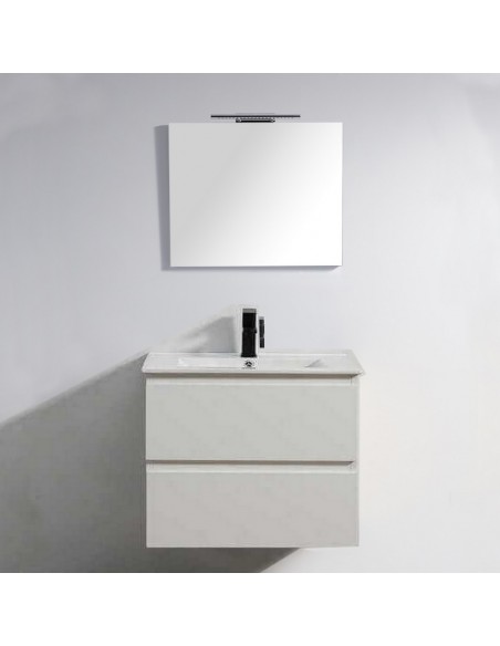 Bathroom cabinet 80 cm white and mirror with led - City