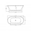 Retro Baño acrílico Blanco - Isla Oval - 170x79 cm - Atenas