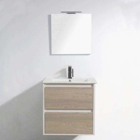 Armadio da bagno 60 cm rovere grigio con specchio a led – Scandinavo