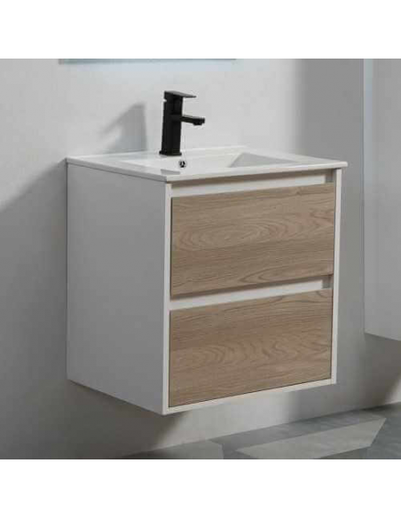 Armadio da bagno 60 cm rovere grigio con specchio a led – Scandinavo