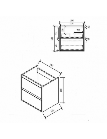 Badezimmerschrank 60 cm graue Eiche mit led Spiegel – skandinavisch