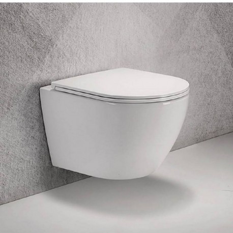 Oval WC suspendido con chapa de cerámica blanca - 49x36 cm - Cort