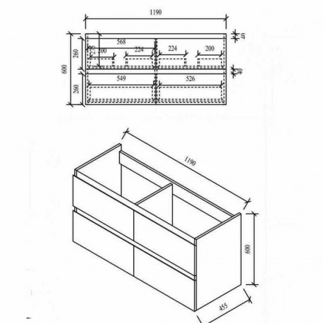 Caisson Meuble de salle de bain 120 cm - Blanc