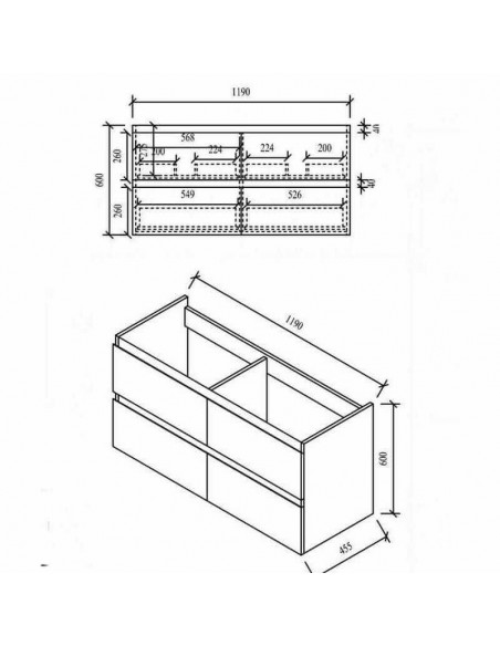 Caisson Meuble de salle de bain 120 cm - Blanc