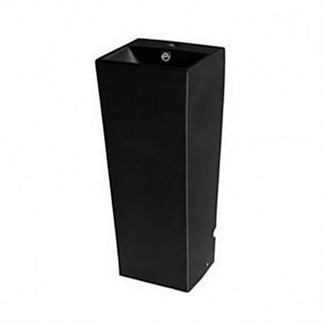 Lave Main Totem Carré - Céramique Noir - 33x84 cm - Line | Rue du Bain