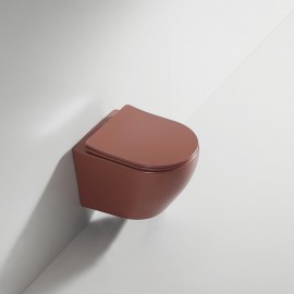 WC Suspendu Ovale avec Abattant Céramique Terracotta  49x36 cm - Cort