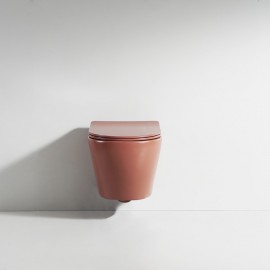 WC Suspendu Ovale avec Abattant Céramique Terracotta  49x36 cm - Cort 2