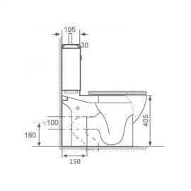 WC à Poser Monobloc avec Lave main intégré 37x70 cm Céramique - Modène 2
