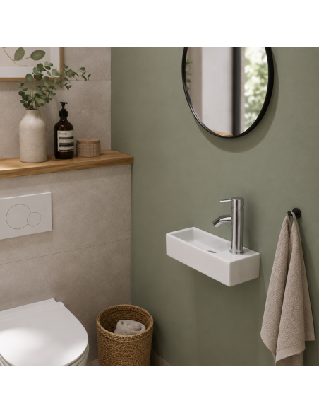 Hand wash rectangle ceramic white 38x15 cm Minimalist